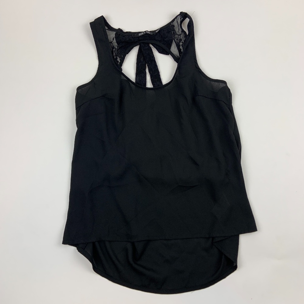 Doe And Rae Tank Top Womens XS Cut Out Longer Back Black